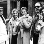 Last day of shooting; from left Alfio Contini (photography director), Liliana Cavani, Charlotte Rampling and Robert Edwards - The Night Porter, 1974
